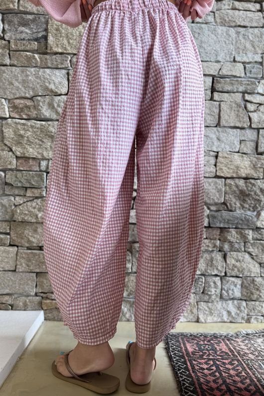 Arbi Gingham 7/8 Barrel Pant Indian Pink
